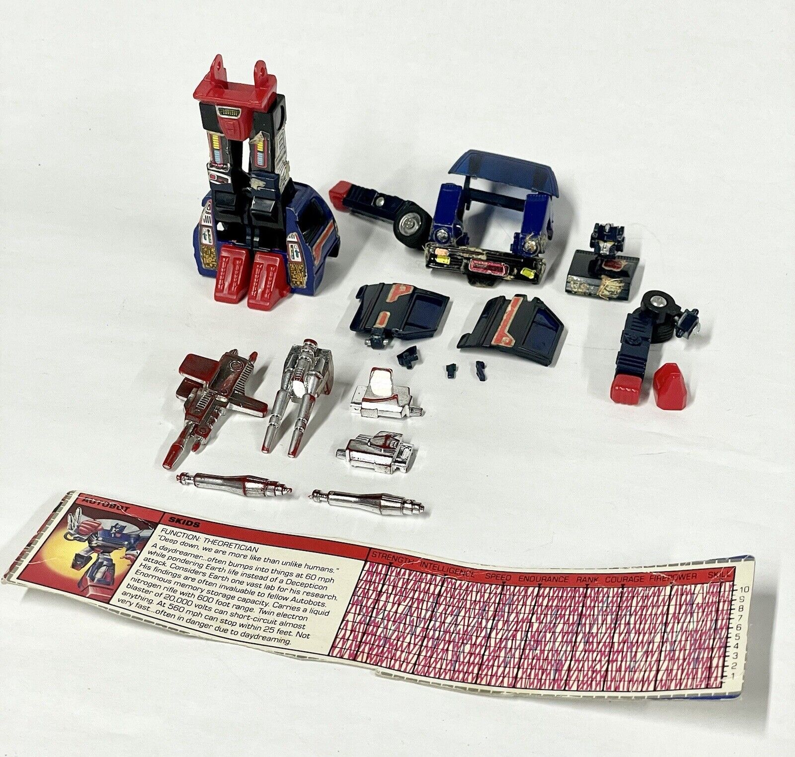 SKIDS 1984 Vintage Hasbro G1 Transformers with All Accessories & Weapons PARTS