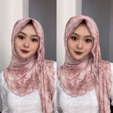 New Chinese Ancient Style Lace Mesh Printed Shawl Headscarf Elastic Mesh Turban