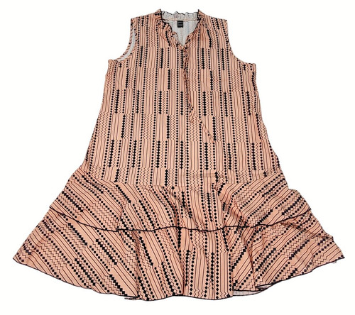 Shein Shirt Womens Size Large V Neck Ruffle Sleeveless Geometric Peach