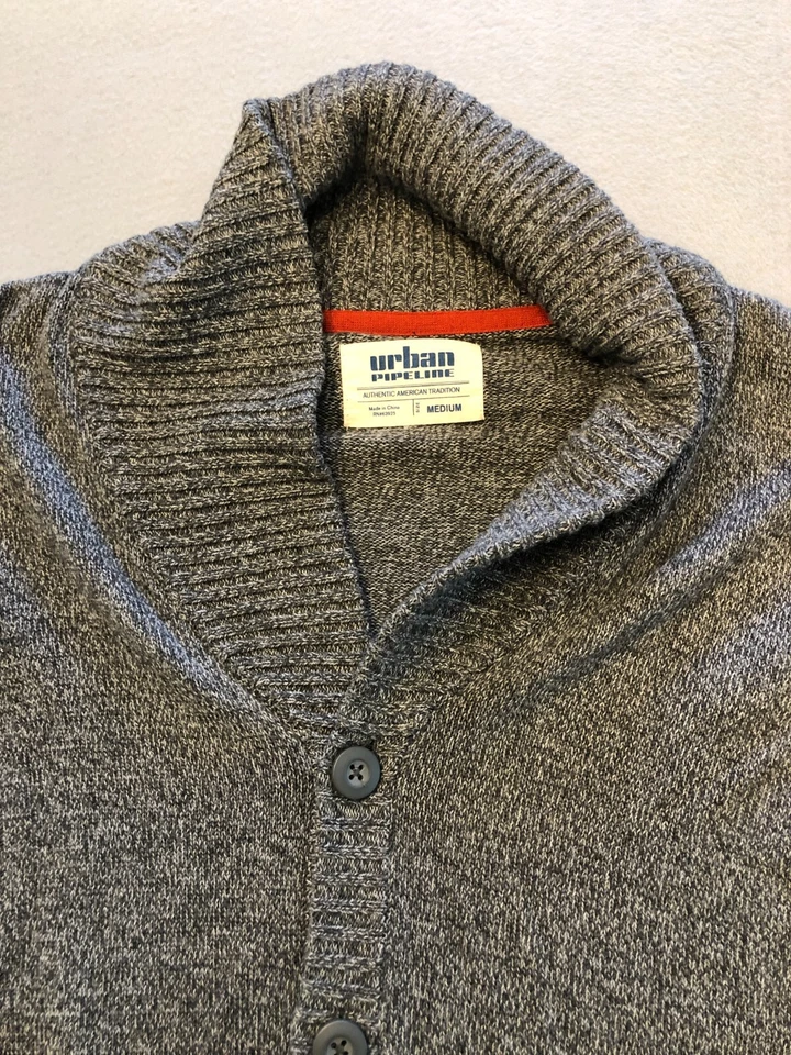 Suéter Urban Pipeline Para Hombre Mediano Abotonado Rayas Cuello Tejido Cárdigan Foto 2 de 4