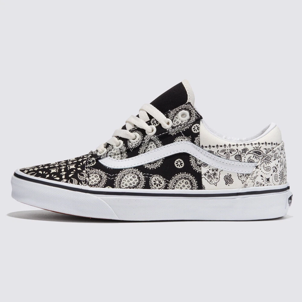 New Vans Old Skool Split Paisley Black/White Sneakers Low-Top Shoes 2023