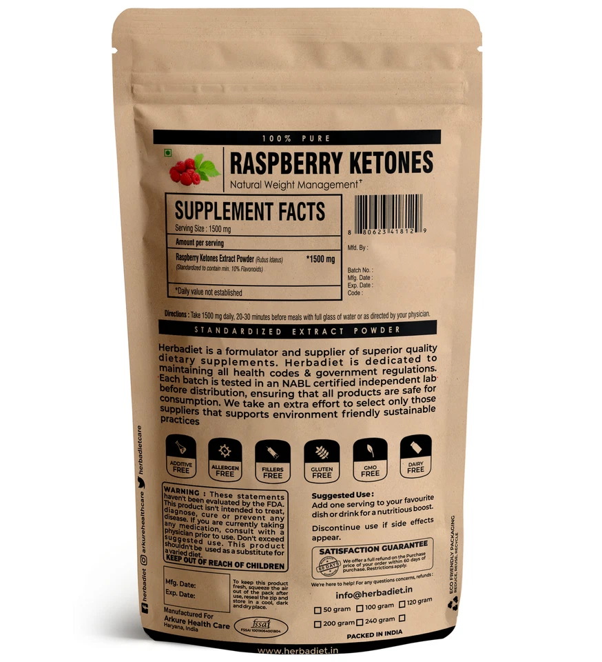 Raspberry Ketone Weight Loss Powder STRONG Slimming Diet Pills MAX Fat Burner - Image 2 of 3