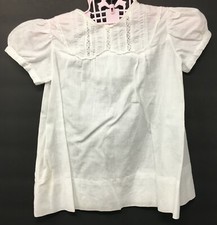 Vintage Toddler Doll Embroidered White Cotton Dress 15" Long