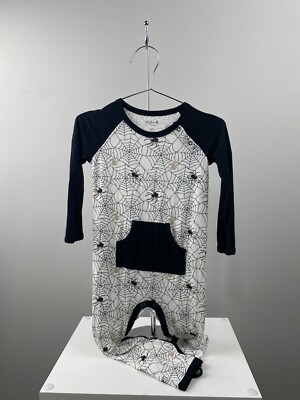 Kyte Baby Bamboo Pajamas Sleeper Spider Web Print Black And White Size 4T Snaps