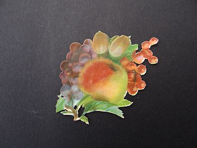 Ausschnitt Korb Obst Traube Victorian Scrapbooking Chrom Oblaten Glanzbild 3