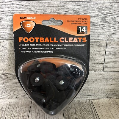 Sofsole 3/4 Inch Football Replacement Cleats Black - 14-PK w/ Wrench, NIP