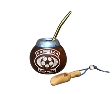 Cobreloa Futbol Chileno Hand Made Gourd + Straw Logo  Chilean Soccer