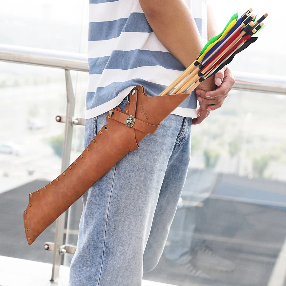 Archery Arrow Quiver Leather Waist Holder Hip Bag Traditional Bow Hunting RH LH - Image 4 of 4