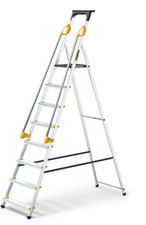Drabest 8 Step Aluminium Household Ladder with Handrails 150kg Max Reach 3.6m