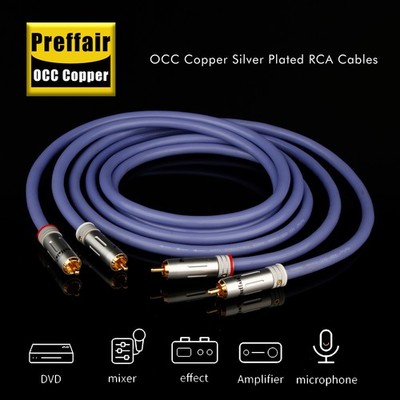 Pair OCC Copper Audio Cable RCA to RCA Gold Plated Connector Plug PVC Insulation