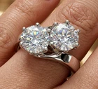 2 Ct Ice Blue White Round Real Moissanite Engagement Ring Sterling Silver Size 7