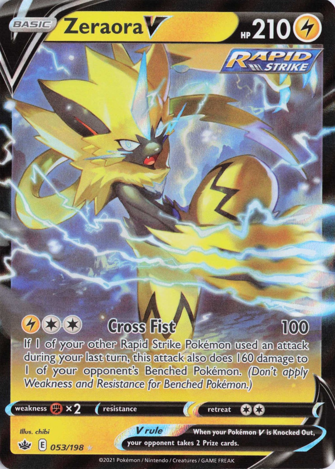 Zeraora V (053/198), SWSH06: Chilling Reign, Holo, Ultra Rare - NM