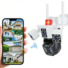 WiFi 1080P HD Security Camera, 4-Lens Full Color Pan  Tilt Motion Detection