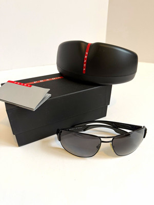 PRADA Linea Rossa PS 53N Polarized Sunglasses Black Gunmetal Aviator w/ Case