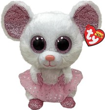 TY Beanie Boo Nina Mouse Plush Toy, 15 CM Soft 15cm/5.9in, Multicoloured