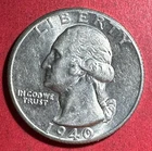 1940S Choice Uncirculated US Washington SILVER Quarter! "San Francisco" Mint!
