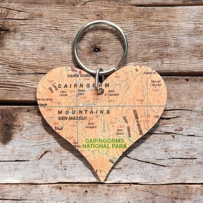 OS Map Wooden Heart Key-ring - Cairngorms National Park (General merchandise)