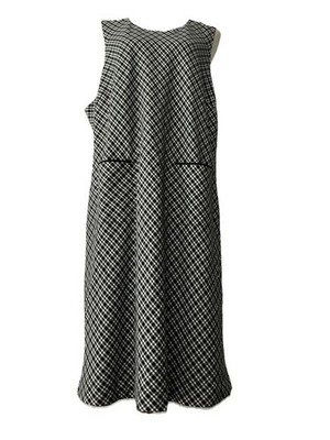 Jaclyn Smith Jumper Dress (22W) Blk/Wh Check Lined  Classic Old Money Timeless