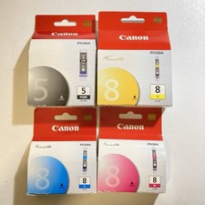 Lot of 4 Canon chromalife 100 Pixma ink cartridges:CLI8C/CLI8M/CLI8Y/PGI5BK