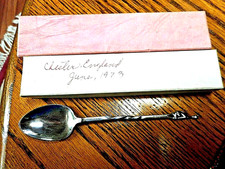 CUILLÈRE à thé BABY SUGAR en argent sterling Chester England MARQUES chat du Cheshire