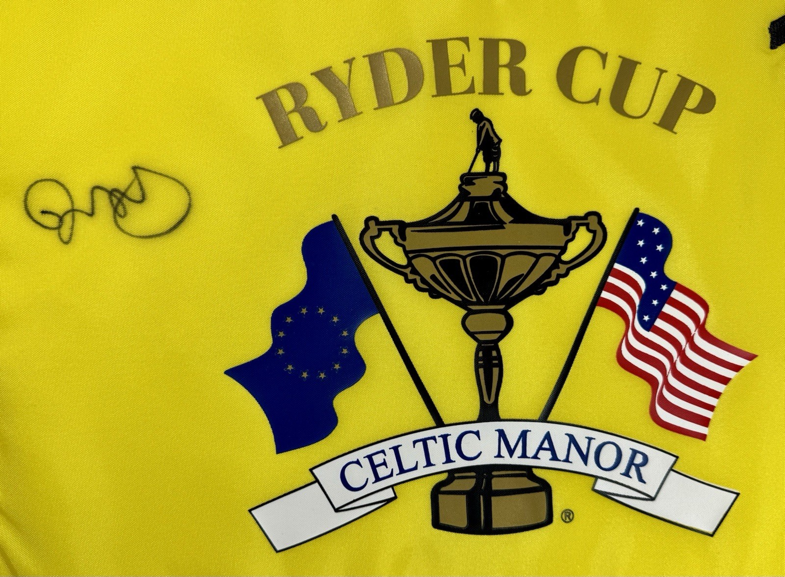 Rory Mcilroy signed Ryder Cup Flag 2010 Celtic Manor golf Beckett loa view 7