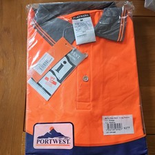 Hi-Vis Polo Shirt Portwest ES277 Essential Long Sleeve Safety Workwear medium 