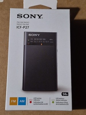Sony ICF-P27 Handy Portable Radio FM/AM Wide FM Long Battery Black Japan New