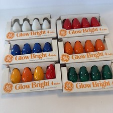24 GE Glow Bright C7 CC Christmas Light Bulbs 5W Candelabra Base Multicolor NOS