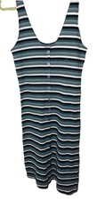 American Eagle Women's Ribbed Knit Striped Button-Front Scoop Neck Dress Size M