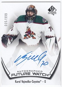 2021-22 Upper Deck SP Authentic Future Watch Auto KAREL VEJMELKA 170 999 Coyotes