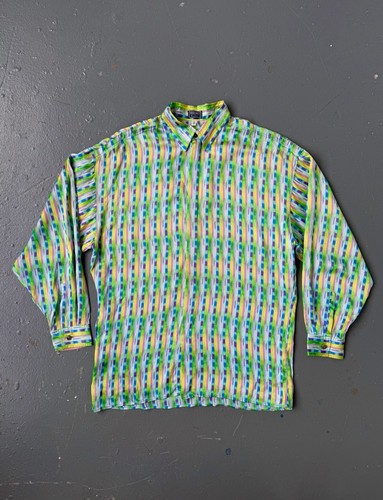 Versus Versace, Versus Gianni Versace Vintage Seidenhemd Abstrakter Print Italy 36/50