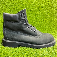 Timberland Premium 6-Inch Boys Size 4Y Black Outdoor Nubuck Waterproof Boots