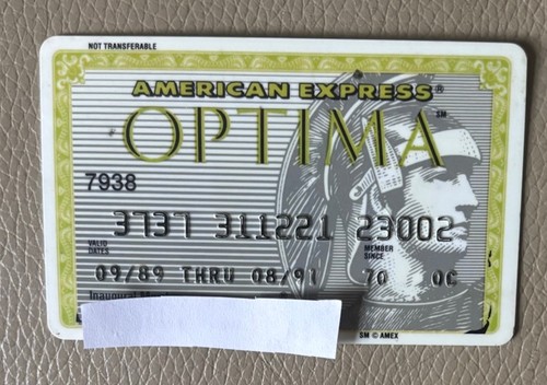 American Express Optima Vintage Charge Card Exp 1991