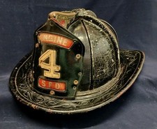  Vintage Cairns 5A New Yorker Leather Fire Helmet Engine 4 SFD