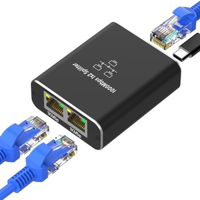 Ethernet Splitter 1 zu 2 Gigabit LAN Switch RJ45 für Computer, Smart-TV, Spie...
