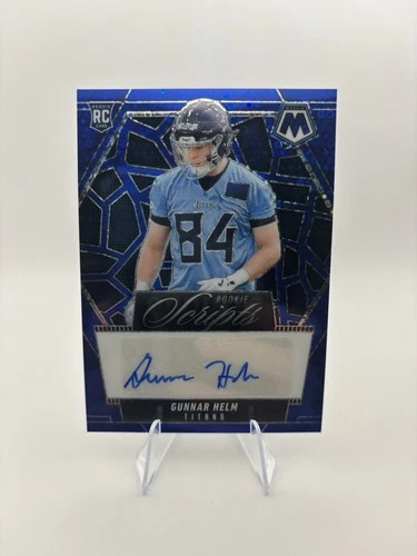 2025 Panini Mosaic Rookie Scripts Gunnar Helm Blue No Huddle Prizm #RD-GHM