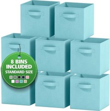 8 Pack Blue Collapsible Storage Cubes Fabric ...