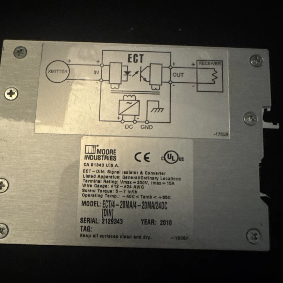MOORE INDUSTRIES ECT/4-20MA/4-20MA/12-42DC-RF (DIN) SIGNAL ISOLATOR CONVERTER - Image 2 of 2