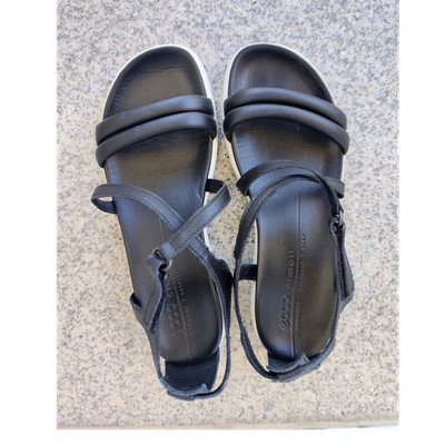 Ecco Simpel Damen Riemchen-Sandalen Leder schwarz Größe 37 flach