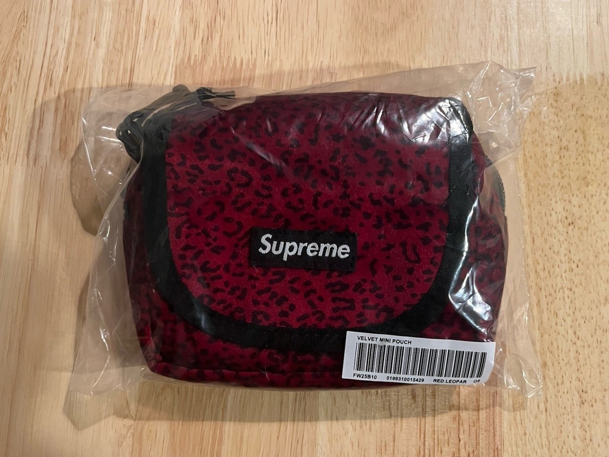 Supreme Velvet Mini Pouch Red Leopard FW25 NEW | eBay