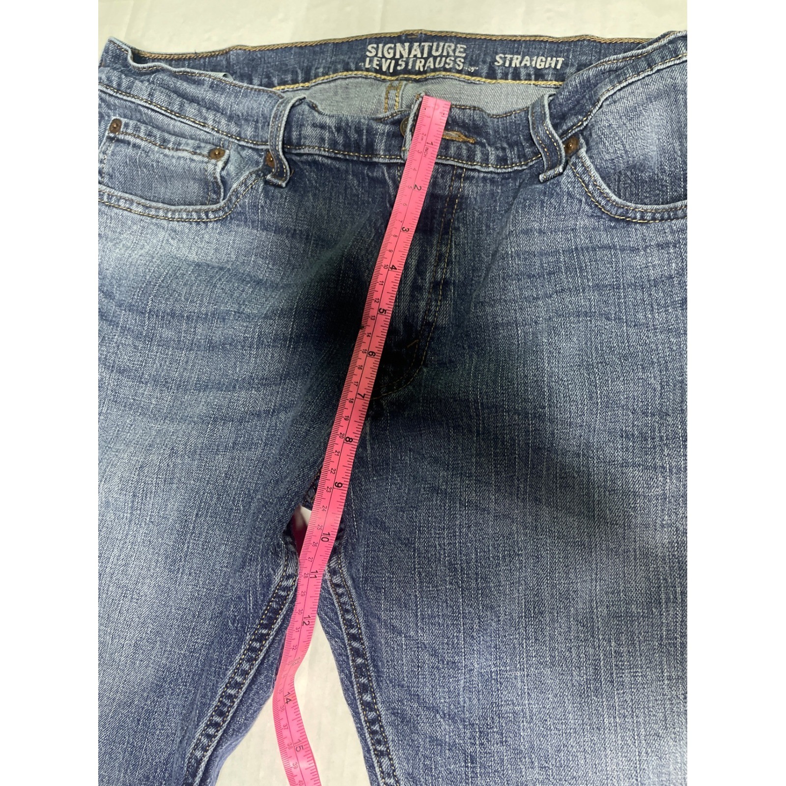 Signature Levi Strauss Mens Straight Leg Blue Jeans Medium Wash 36x32 Stretch thumbnail 7