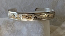 Tom & Sylvia Kee Signed Navajo Storyteller Bracelet Sterling 12k Gold Fill