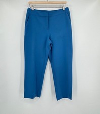 St. John Blue Crepe Straight Leg Trouser Ankle Pants Sz 8