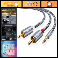 15ft Aux to RCA Male Jack Adapter - Nylon Braided Audio Y Cord for Smartphones,