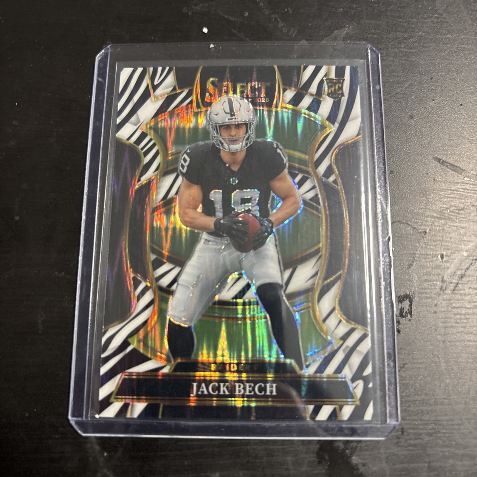 Panini 2025 Select Football Jack Bech Zebra Prizm Rookie #6 Raiders Concourse