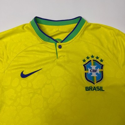 Brazil Soccer Jersey Mens Large Yellow Nike Dri-Fit Shirt CBF 20