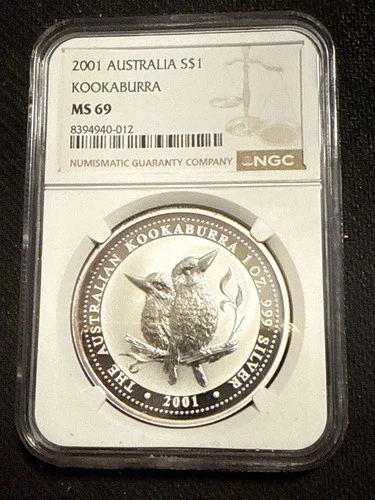 2001 Australia 1 Dollar Kookaburra 1 Oz Silver - NGC MS69