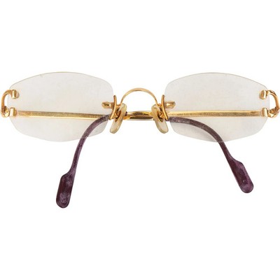 Cartier 18K Gold C Decor Rimless Eyeglasses Brille