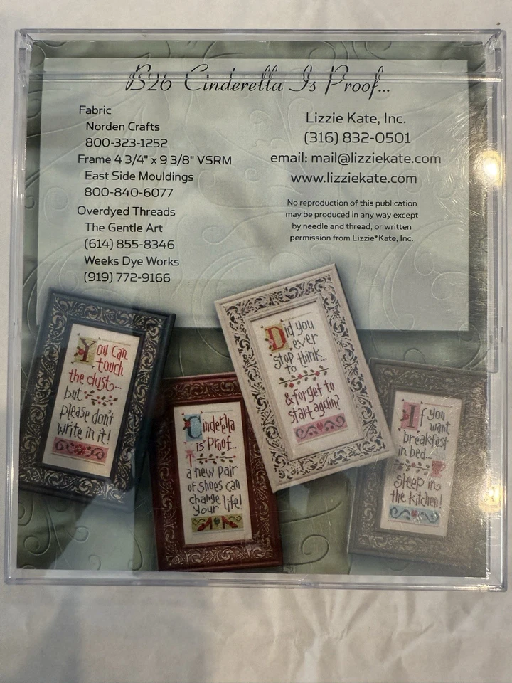 Lizzie Kate CINDERELLA IS PROOF (B26) Cross Stitch Kit with Fabric + Beads - Image 4 of 4