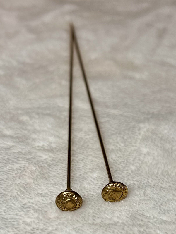 Vintage Metal Hat Pins Set Pair in Box
